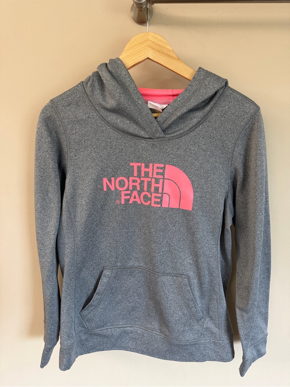 The North Face Pink + Grey Hoodie, Size M